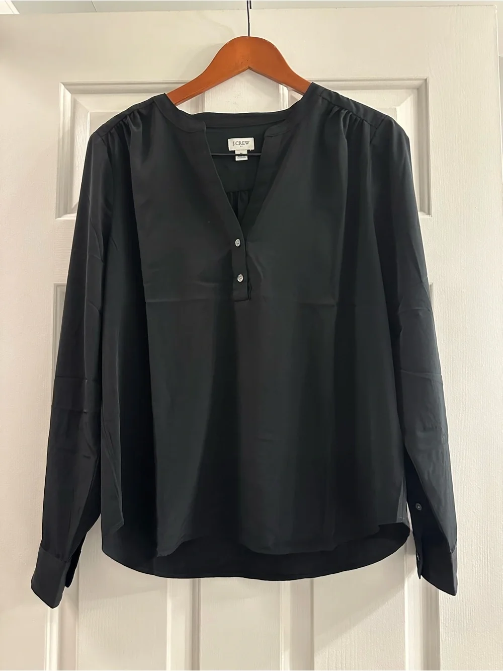 J. Crew Women's Black Long-Sleeve Blouse